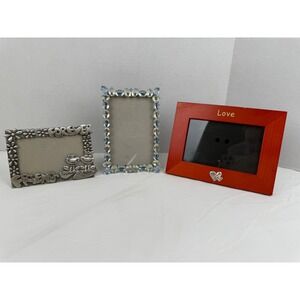 Lot of 3 Y2K Picture Frames Forever Friends‎ Frog Crystal Red Love Wood